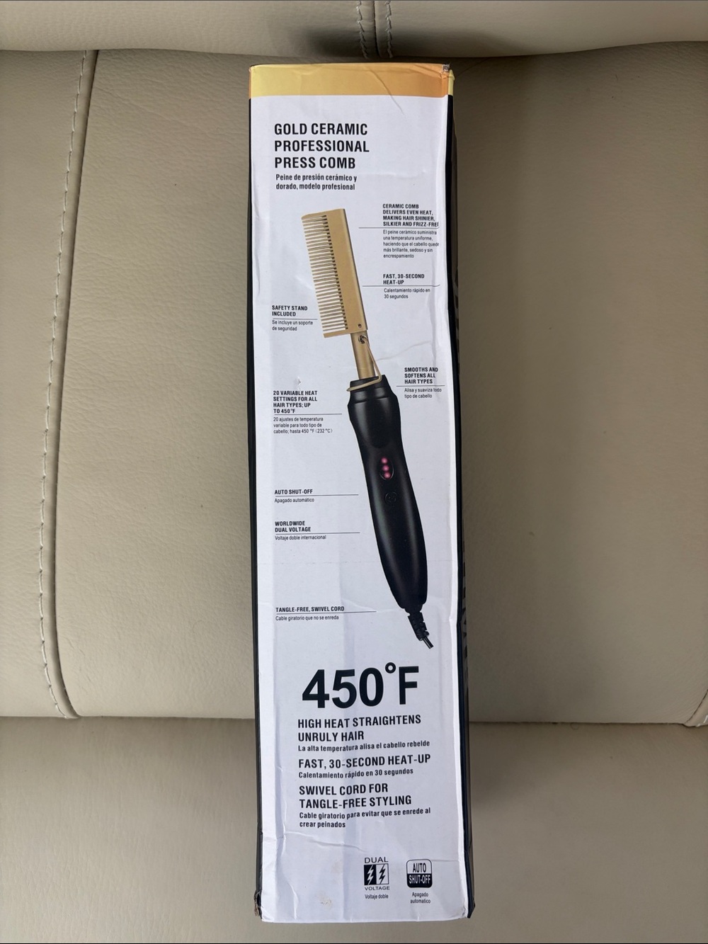 Gold Ceramic Professional Press Comb - Black & Gold